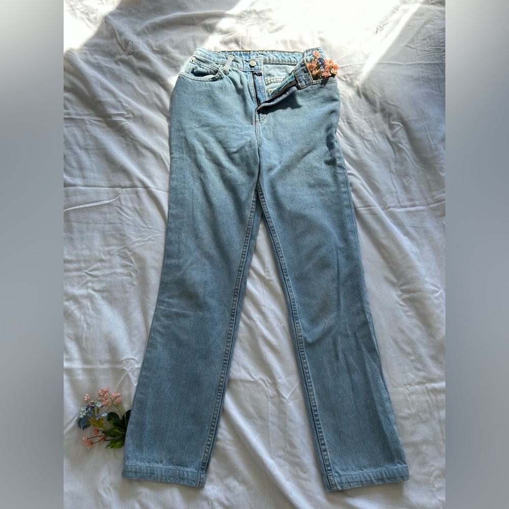 Vintage faded glory boot cut jeans, custom sticking in zipper